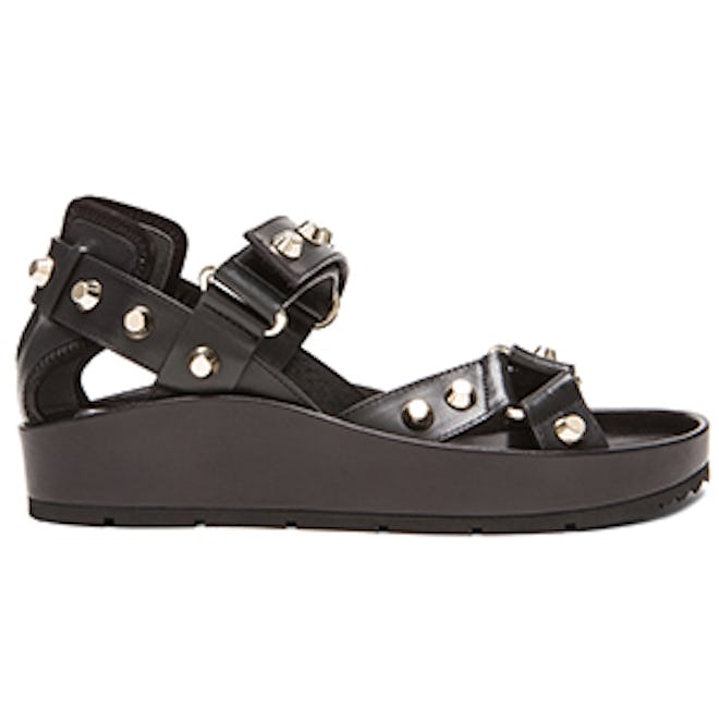 Studded-Leather Ankle-Strap Sandal