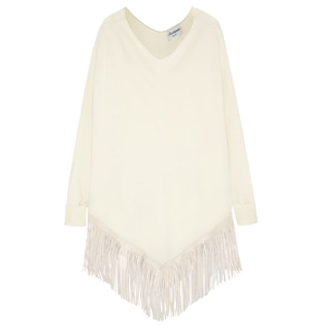 Fringed Leather and Cashmere Poncho