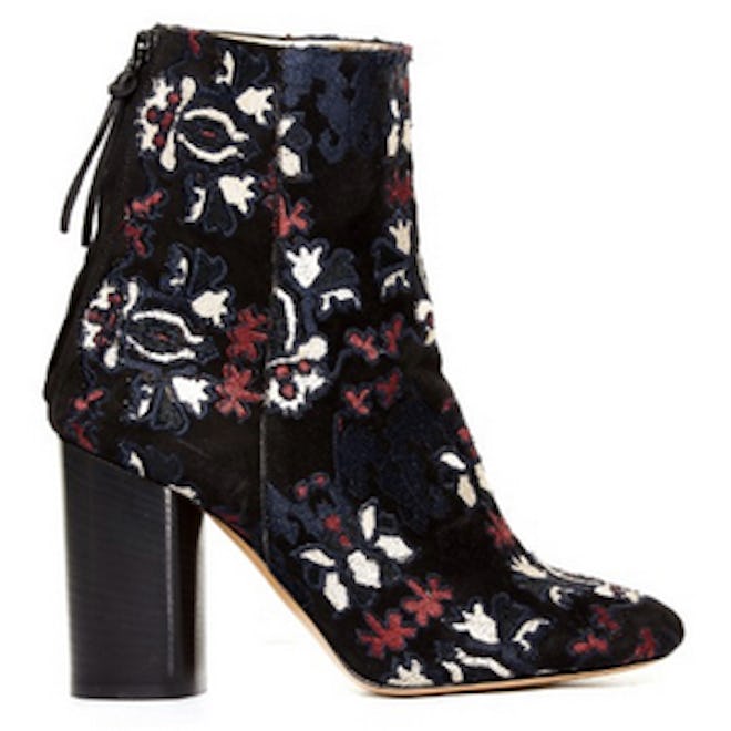 Guya Embroidered Suede Ankle Boot