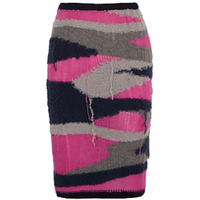 Distressed Knitted Pencil Skirt