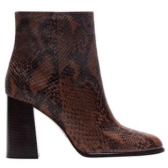 Snake-Print Ankle Booties