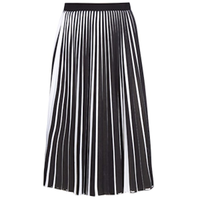 Bi-Colour Stretch-Wool Pleated-Front Skirt