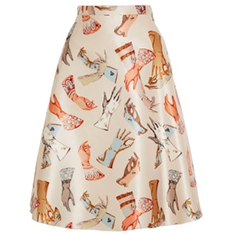 Printed Duchesse-Satin Skirt