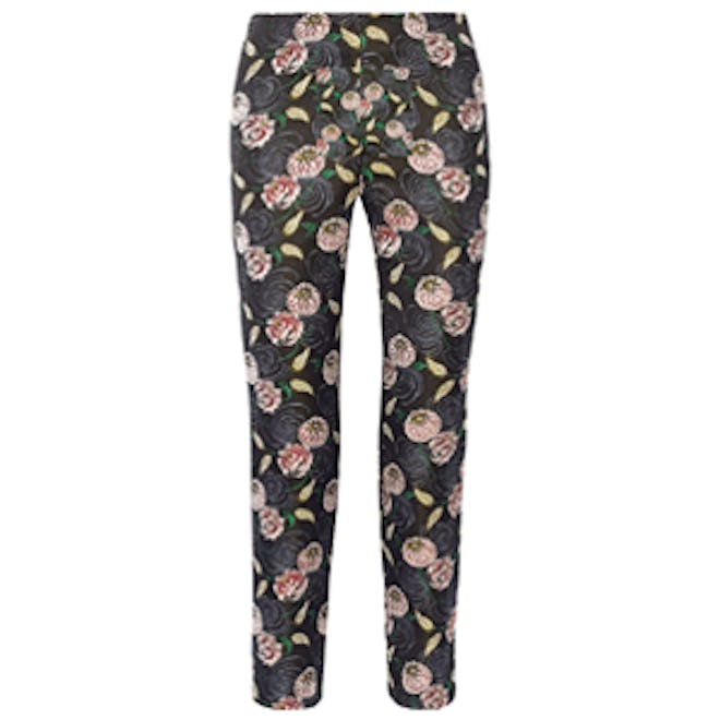 Floral-Jacquard Tapered Pants