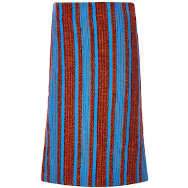 Wool Alpaca Bouclé Striped Skirt