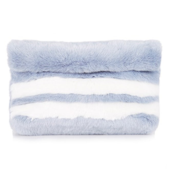 Faux-Fur Striped Clutch