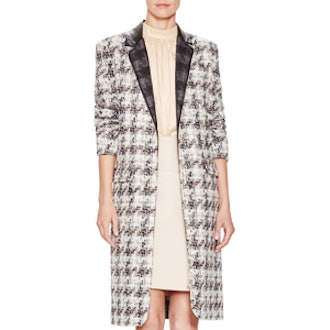 Grid Tweed Long Coat