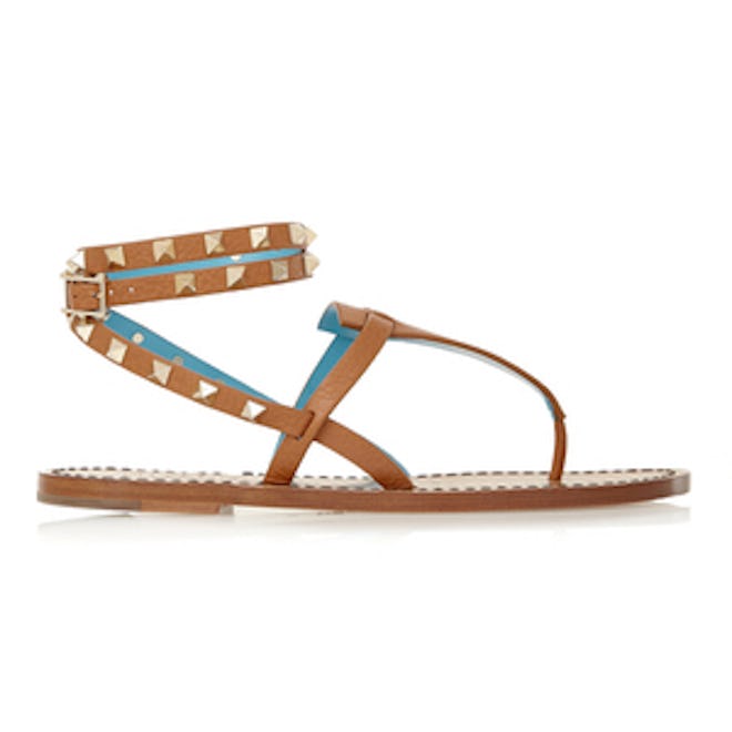 Studded Two-Tone Leather Sandals