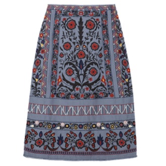 Mid-Length Embroidered Skirt