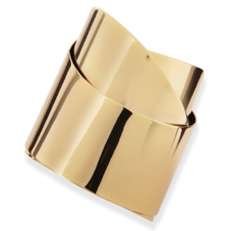 Golden Metal Geometric Ribbon Cuff