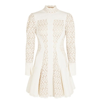 Matelasse and Broderie Anglaise Mini Dress