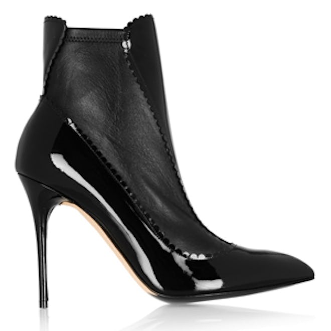 Scalloped Patent Leather Ankle Boots