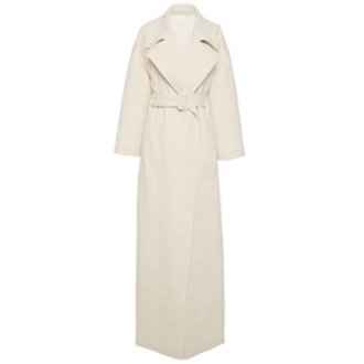 Long Off-White Canvas Trench Coat