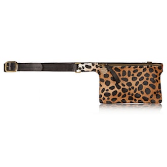 Petite Leopard Print Calf Hair and Leather Belt Bag