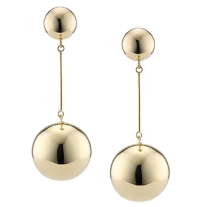 Gold Sphere Drop Earrings