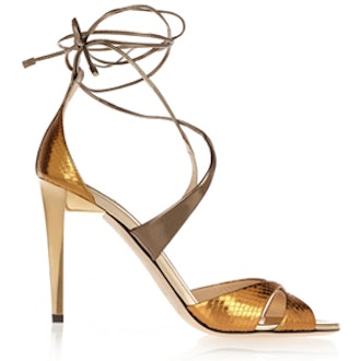 Teira Metallic Ayers And Mirrored-Leather Sandals