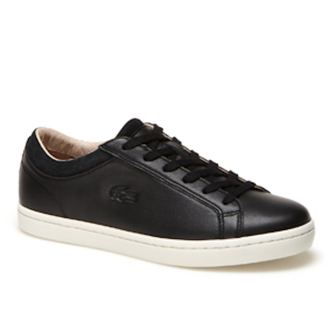 Low-Rise Premium Leather and Suedette Straightset Sneakers