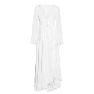 Satin-Trimmed Silk-Georgette Midi Dress