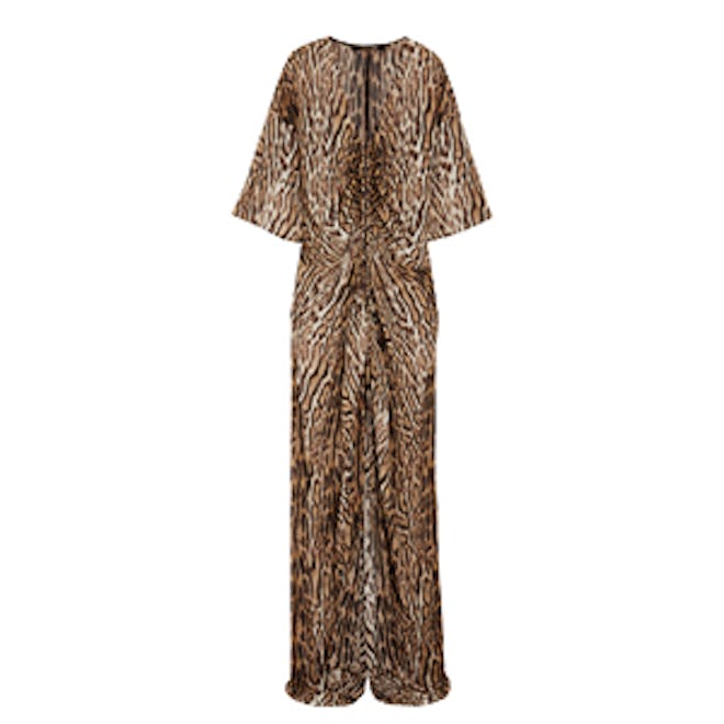 Leopard-Print Silk-Chiffon Gown