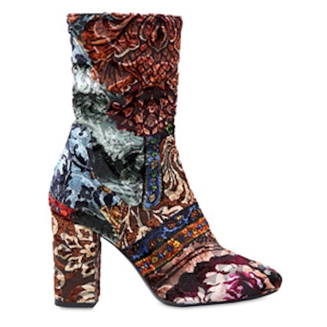 Patchwork Brocade Ankle Boots