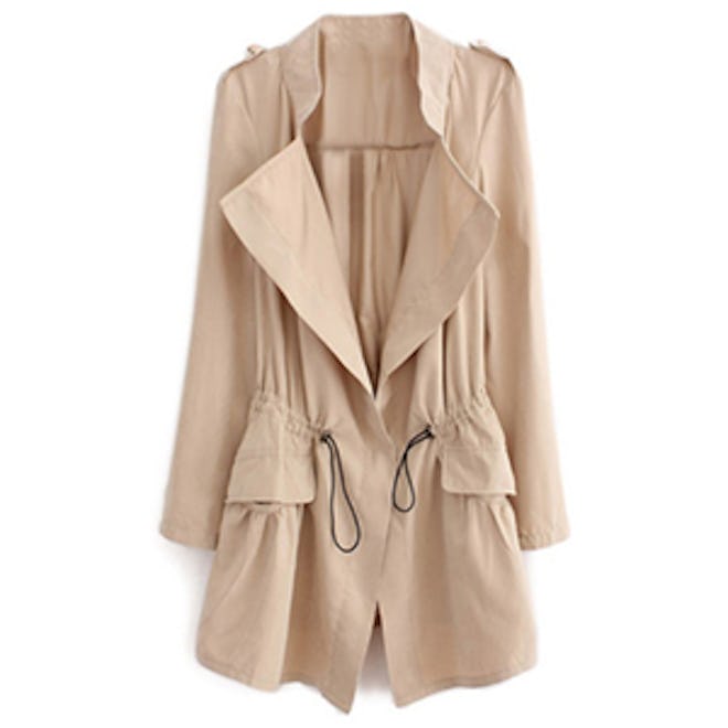 Thin Lapel Suede Trench Coat