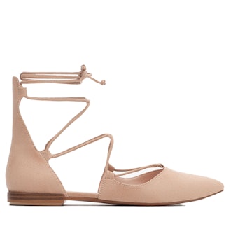 Pointed Lace-Up Ballerinas