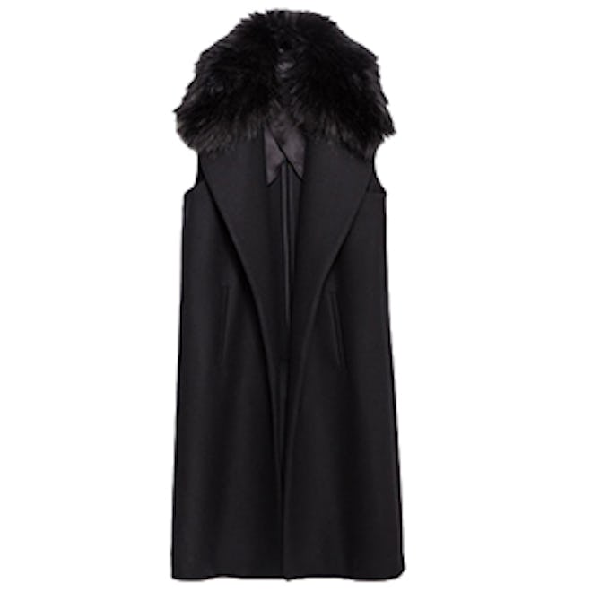 Long Vest With Fur Collar