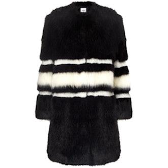 Black and White Faux Fur Coat