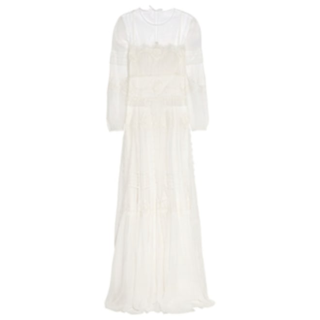 Silk-Chiffon, Lace And Tulle Gown