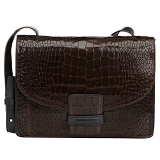 Croc-Stamped Large Shoulder Bag