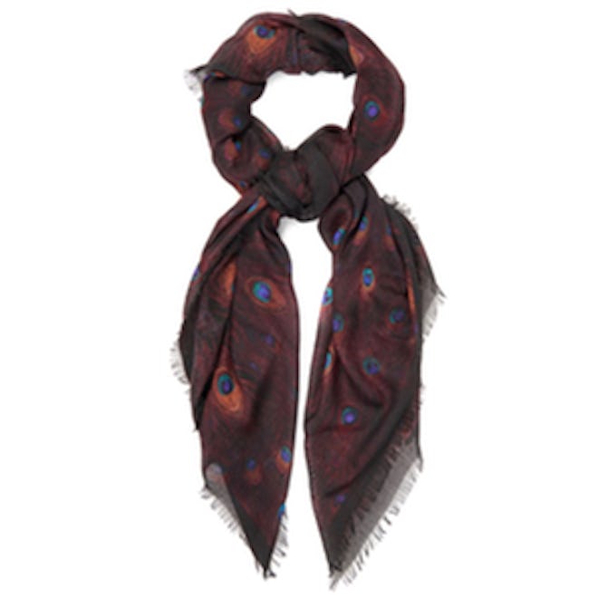 Peacock Cashmere And Silk-Blend Scarf