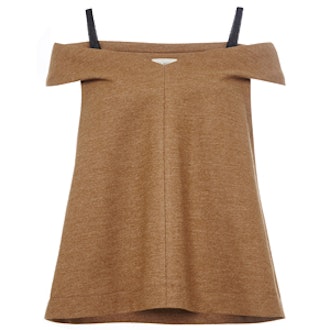 Brown Wool Blend Off The Shoulder Top