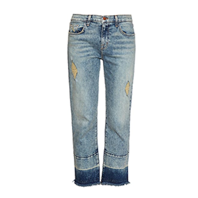 Adele Distressed Cropped Kick Flare Jeans