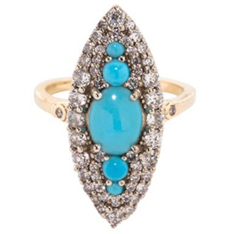 Marquise Turquoise and Diamond Ring