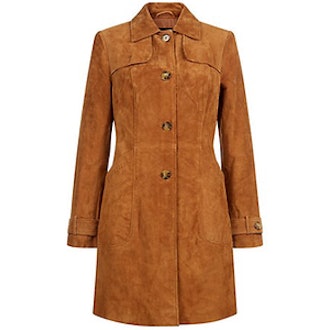 Tan Premium Suede Trench Coat