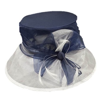 White and Navy Organza Hat