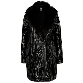 Black Design Forum Patent Leather Jacket