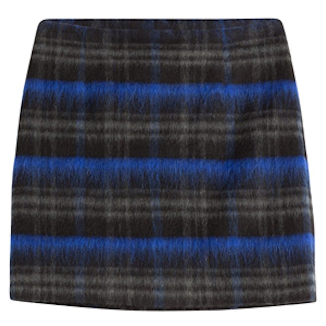 Wool Mohair Plaid Mini Skirt