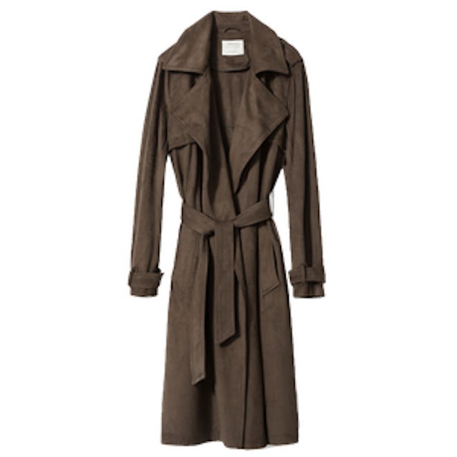 Suede Effect Trench Coat