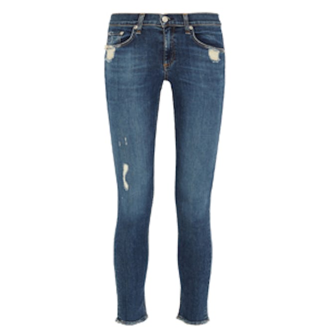 Distressed Low-Rise Skinny Jeans