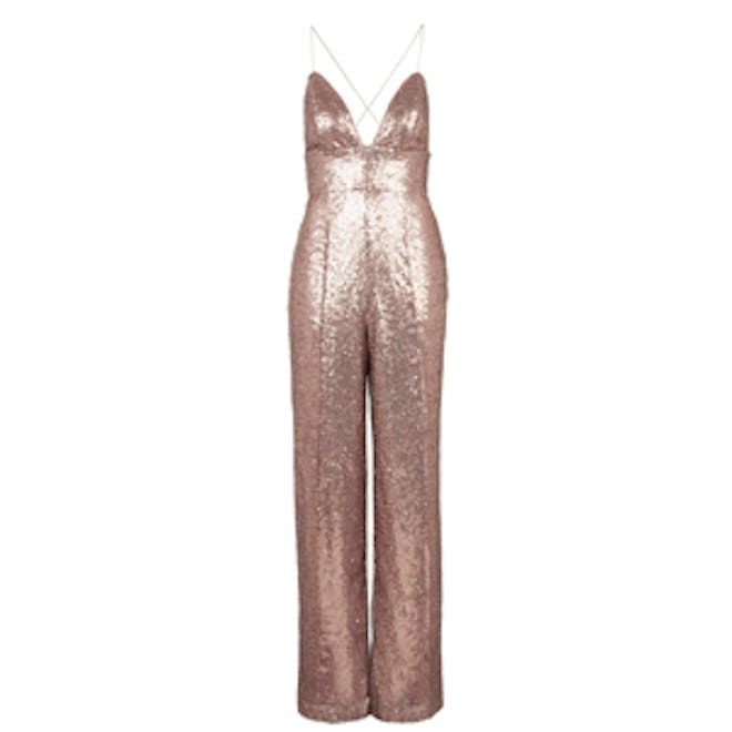 All-Over Sequin Plunge Jumpsuit