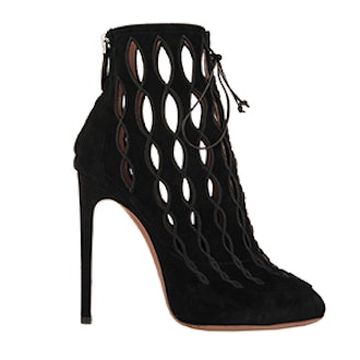 Embroidered Laser Cut Suede Ankle Boots