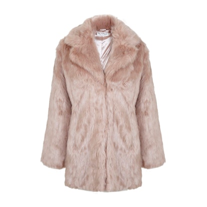 Miss Selfridge Collar Crop Faux Fur Jacket in Bright Pink