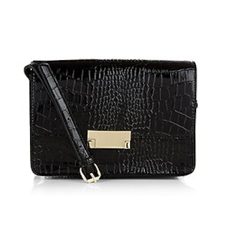 Black Croc Textured Mini Across Body Bag