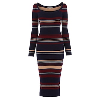 70s Stripe Rib Tube Dress