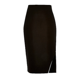 Black Side Zip Pencil Skirt