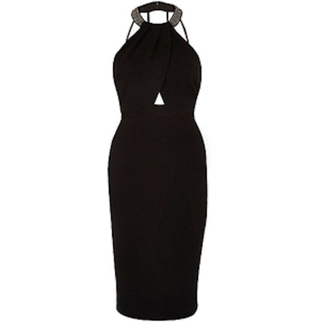 Embellished Neck Cut-Out Bodycon Dress
