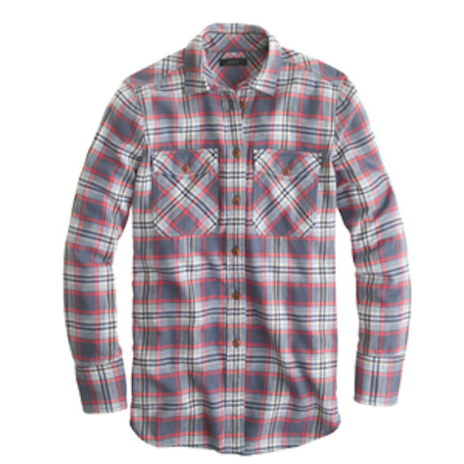 Boyfriend Flannel Shirt In Dark Plaid