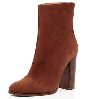 Brown Suede Heeled Ankle Boots
