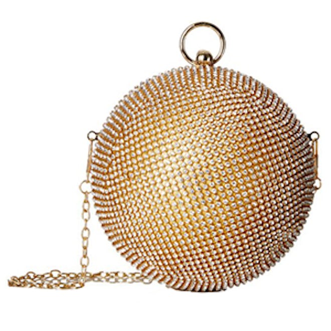 Morgano Round Rhinestone-Covered Clutch